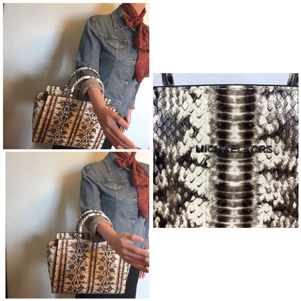 🎈SOLD🎈 NWT Michael Kors Large Snake Satchel Bag - Picture 8 of 8